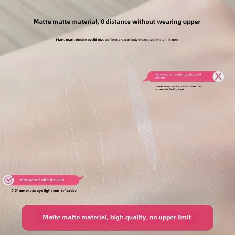 "Net Texture Transparent Double Eyelid Stickers for Beginners - Matte, Natural & Invisible"