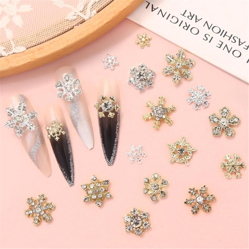 Create Beautiful Nail Designs with 10pcs Shimmering Snowflake Nail Charms Nail Decorations