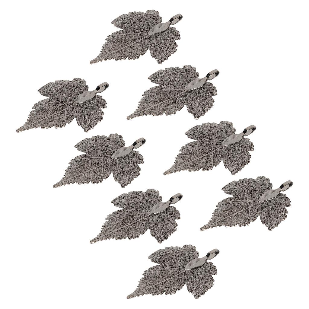 8pcs Maple Leaf Pendant DIY Handcraft Electroplating Leaf Jewelry Pendant for Earrings Necklaces Anklets Silver Black