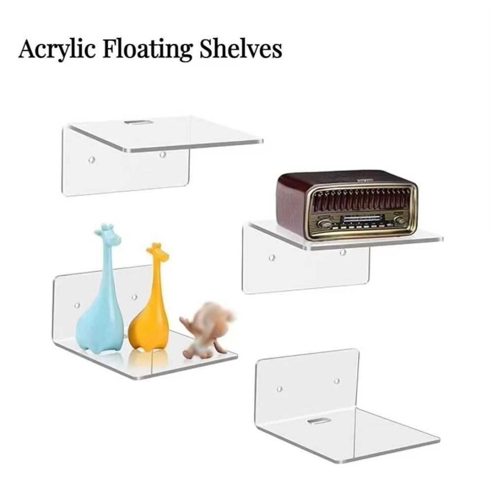 Minimalist Wall Hanging Shelves Transparent Design Floating Shelves Acrylic Shelves Bedroom Use