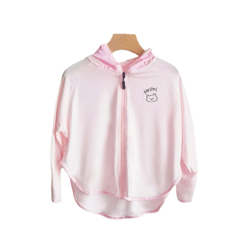 Kinder Bär Eis Seide Sonnenschutz Kapuzenpullover UPF50+ Leichte Atmungsaktive UV-Schutz Sommerjacke für Jungen und Mädchen