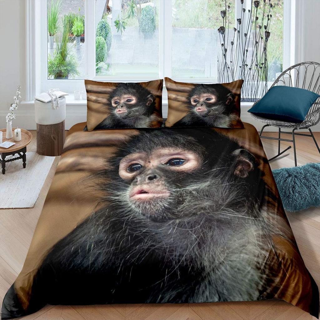 Monkey Duvet Cover SetMonkey Bedding Set Full Queen SizeCute Monkey Comforter CoverCartoon Animal Comforter Cover Set 2/3pcs