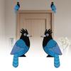 1 Pair Tropical Parrot Door Topper Wooden Blue Bird Door Frame Decoration Rustic Window Corner Wall Art for Home Bathroom Bedroom Office