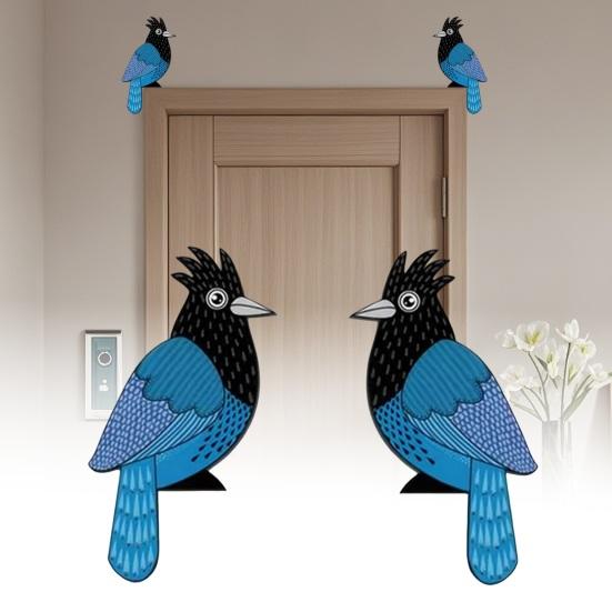 1 Pair Tropical Parrot Door Topper Wooden Blue Bird Door Frame Decoration Rustic Window Corner Wall Art for Home Bathroom Bedroom Office