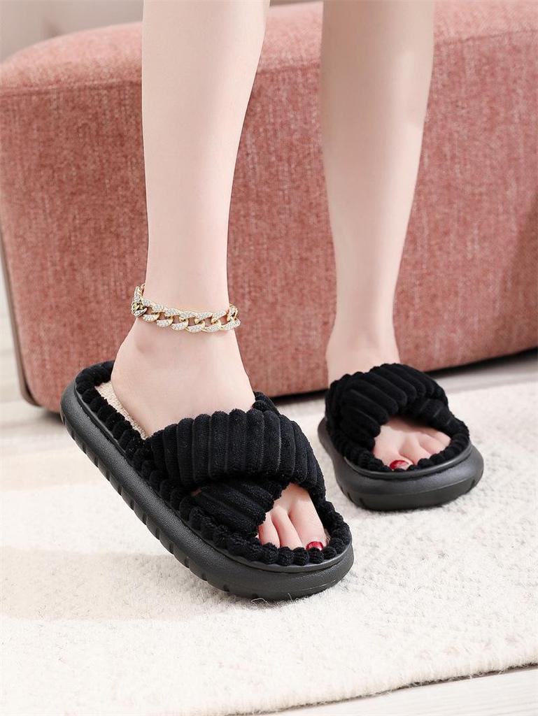 2023 Women's Suede & Furry Flat-Bottom Casual Slippers