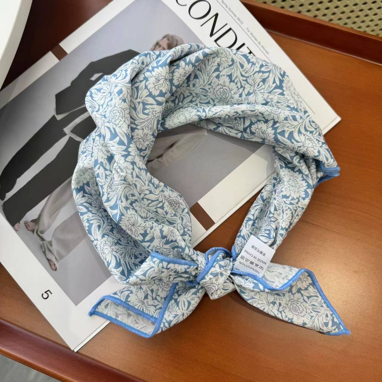 Pure cotton small square scarf floral retro small fresh literary scarf silk scarf decorative headscarf headband scarf flower Korean version 58-58