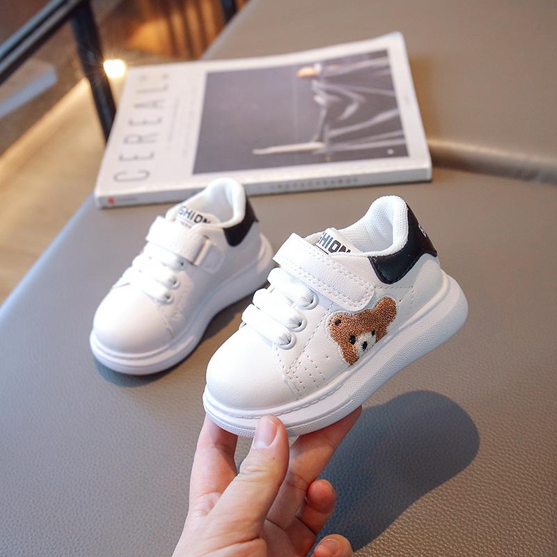 

Туфли для малышей от 1 до 3 лет, новая коллекция весна 2025, детская удобная спортивная обувь, туфли для малышей с мишкой, белые туфли 25 чёрный