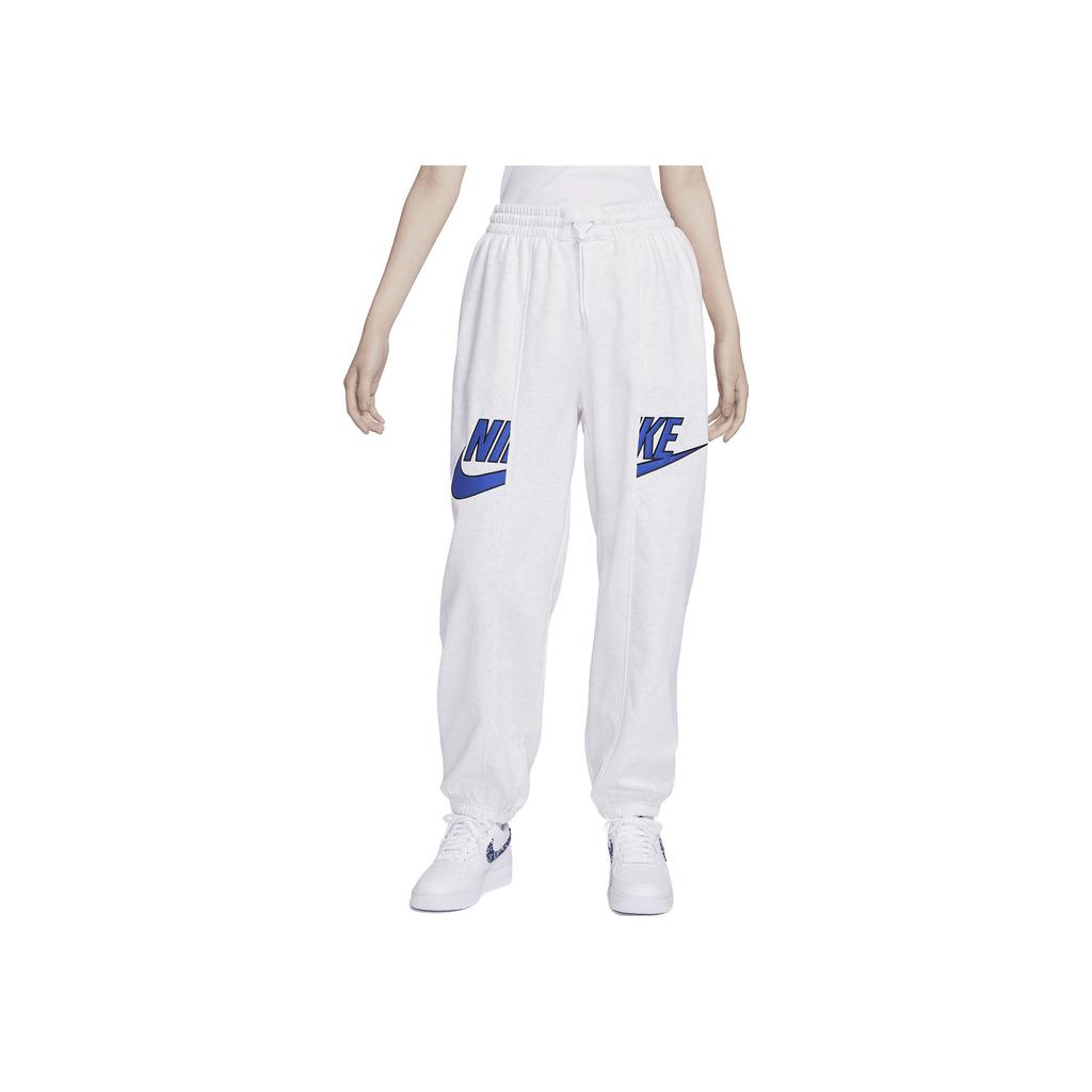 Nike Pantalones casuales deportivos cónicos de tiro alto con estampado de logotipo de letras para mujer, color abedul jaspeado DV8089-051