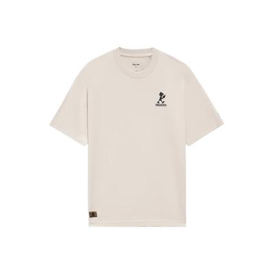 X Disney Pinocchio Series Hand-Painted Cartoon Print Casual Loose Short-Sleeve T-Shirt Men Tops White Sand-Grey AHSS451-1