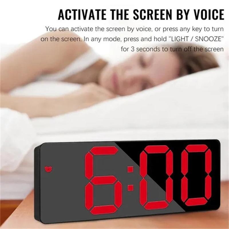 Alarm Clock Led Display Digital Mirror Alarm Clock Battery Plug-In Dual Purpose Alarm Clock Suitable For Bedroom Office