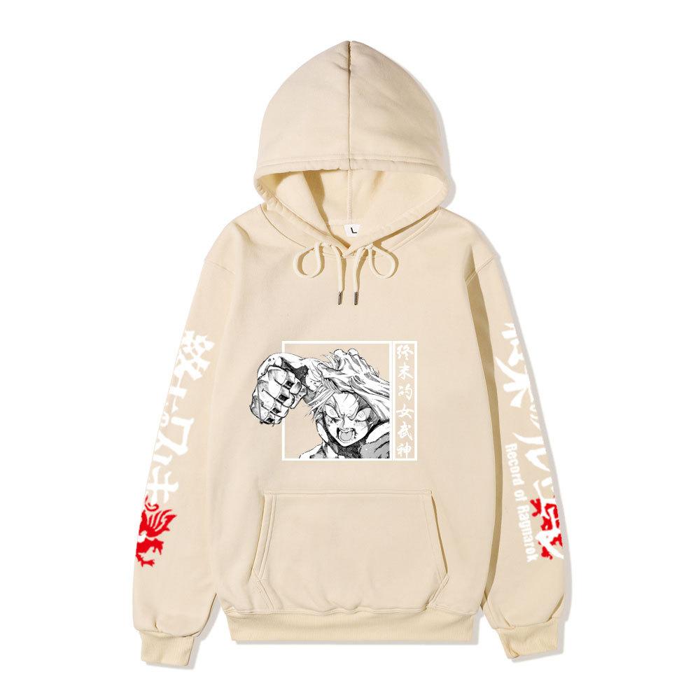 Record of Ragnarok Thor Manga Hoodie Vertikaler Japanischer Chinesischer Text Drachenprint Anime Pullover Sweatshirt