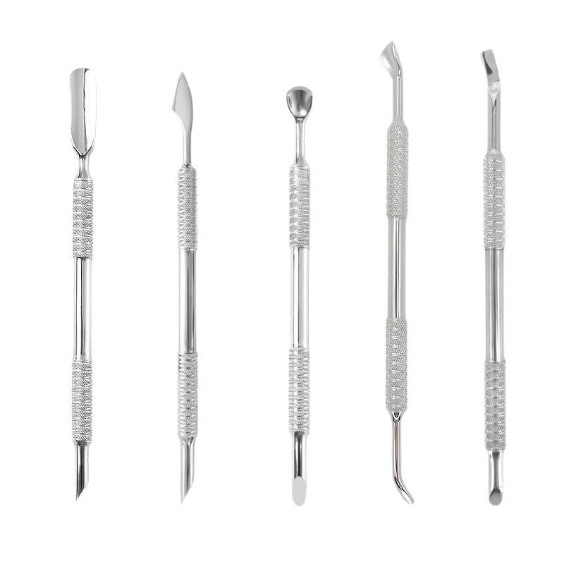 Stainless Steel Double-Headed Manicure Tool Set: Professional Grade Horseshoe Nail & Cuticle Pusher