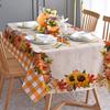 Thanksgiving Fall Pumpkins Maple Leaves Buffalo Plaid Tablecloths Autumn Orange Sunflower Table Cloth Kitchen Dining Table Decor
