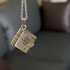 Openable Daughter Book Necklace Stainless Steel With Pages Of Engraved Information Message Mini Book Pendant Necklace Gold Color