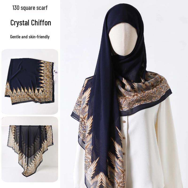 Damenmode 130x130 Seidenähnlicher Gaze Quadratischer Schal Stola - High-End, Leichtgewicht, Langer Schal