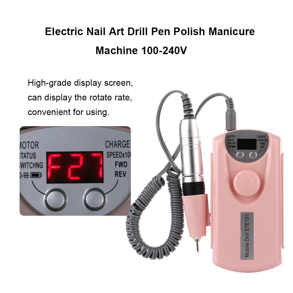 Portable Rechargeable Polisher Electric Nail Art Drill Pen Polish Manicure Machine