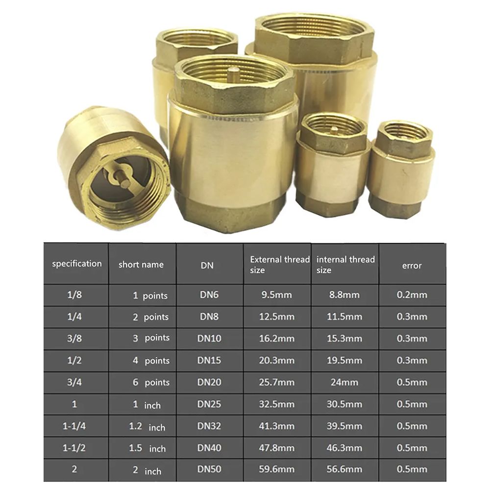 1Pcs In-Line Spring NPT Brass Check Valve Female Thread Anti Backflow Valve Durable One-Way Valve