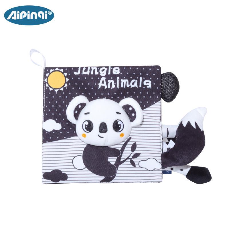 Aipinqi Baby Black & White Visual Cloth Book – Tear-Resistant Pop-Up Cognitive Toy for Early Education
