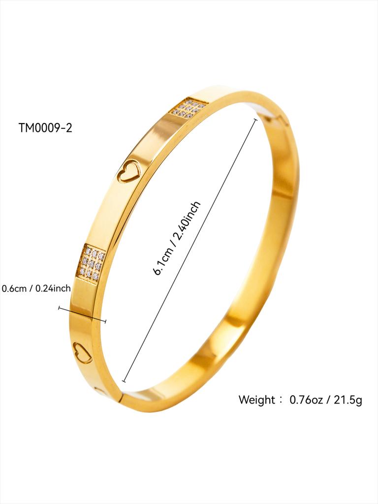 Fashion Personality Ladies Stainless Steel Five-Leaf Clover, Love Inlaid Zircon Bracelet, Double Head Inlaid Zircon Bracelet