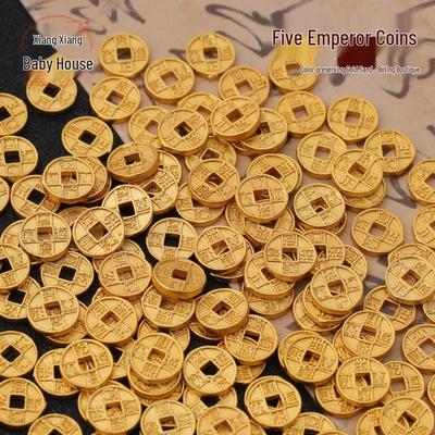 Mini Colgante Moneda Cinco Emperadores Oro Arena - Adorno Moneda Cobre Imitación para DIY