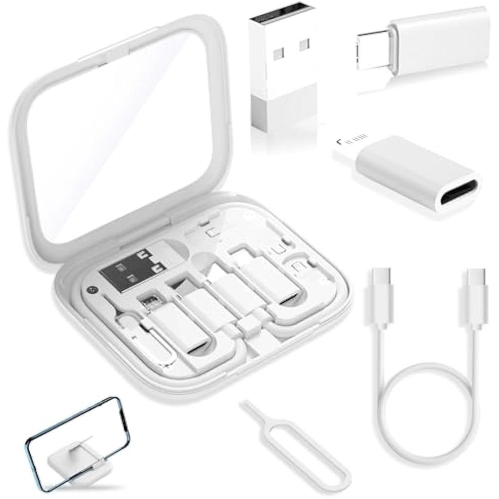 USB-C Travel Adapter Kit for IPhone, Pixel & Galaxy: USB-A to C, Micro-USB to C, Type-C to Lightning, Short USB-C Cable, OTG, Mirror Case