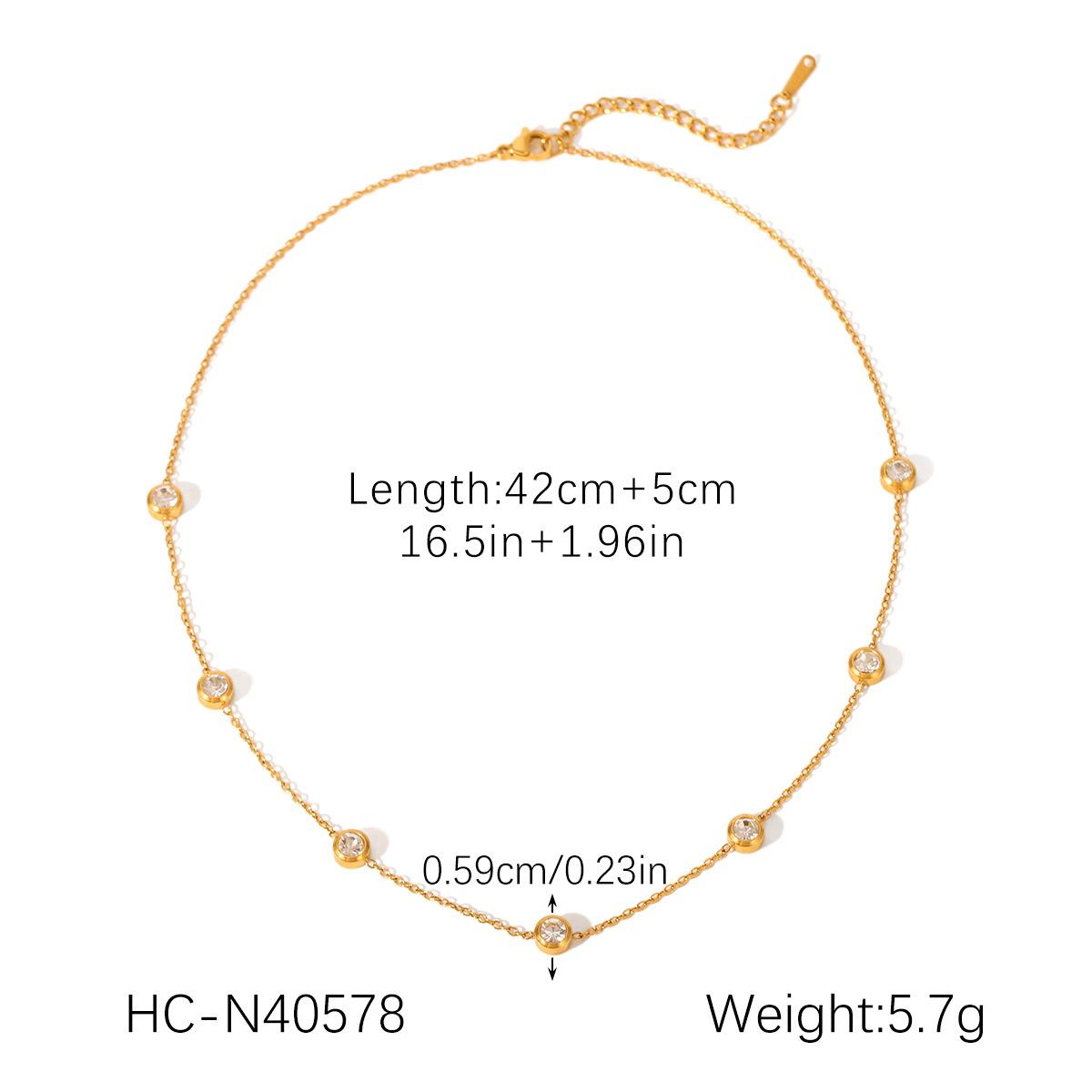 Zirconia Inlaid Heart Pendant Collarbone Necklace Titanium Steel Gold Tone Elegant Women s Chain