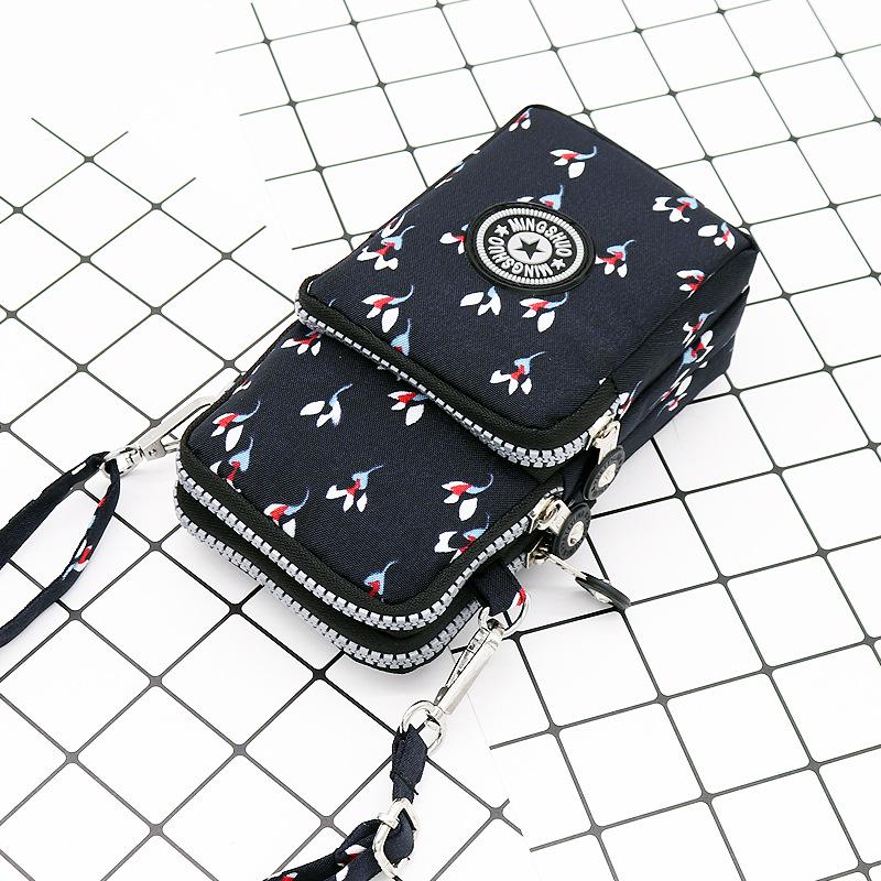 Nylon Schulter-Crossbody-Handytasche für Damen, Sport Laufen Mehrschichtige Reißverschlusstasche Armbandtasche, Clutch Münzbörse, Schlüsselhalter