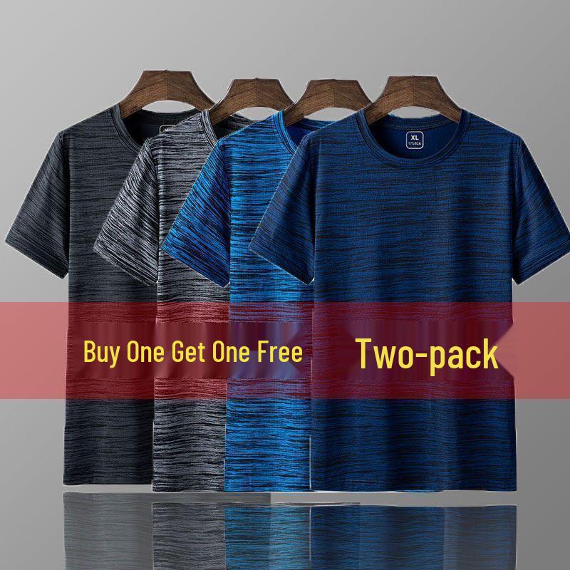 Men's Summer Ice Silk Mesh Breathable Quick-Dry Loose Fit Plus Size Sports T-Shirt