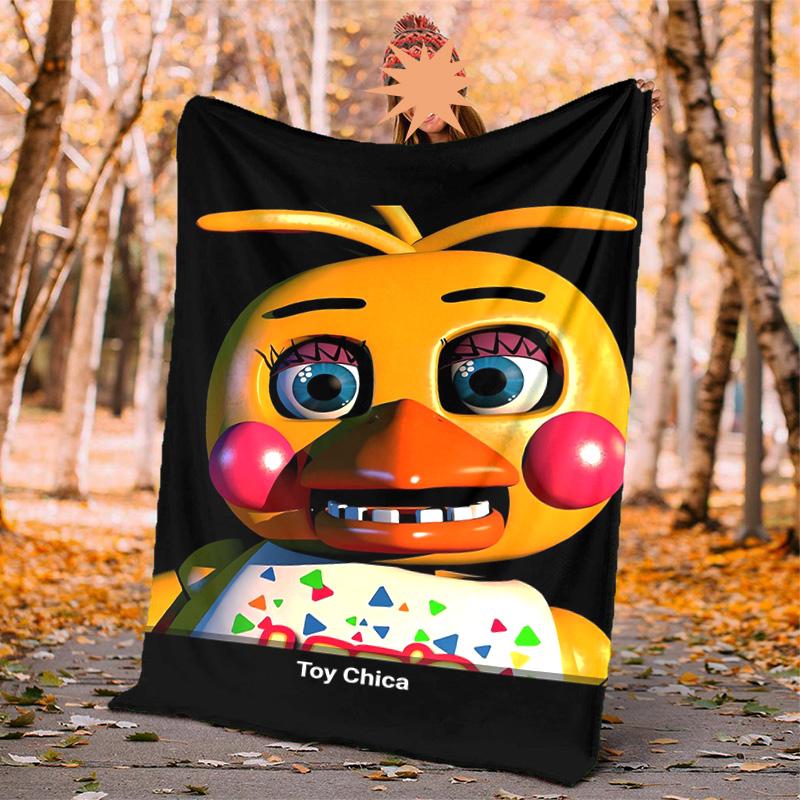Freddy Bear Flannel Blanket Soft Warm All-Season Throw, Design for Camping, Car Travel, Hiking Sofa, Bed, Office Perfect Gift for Parties