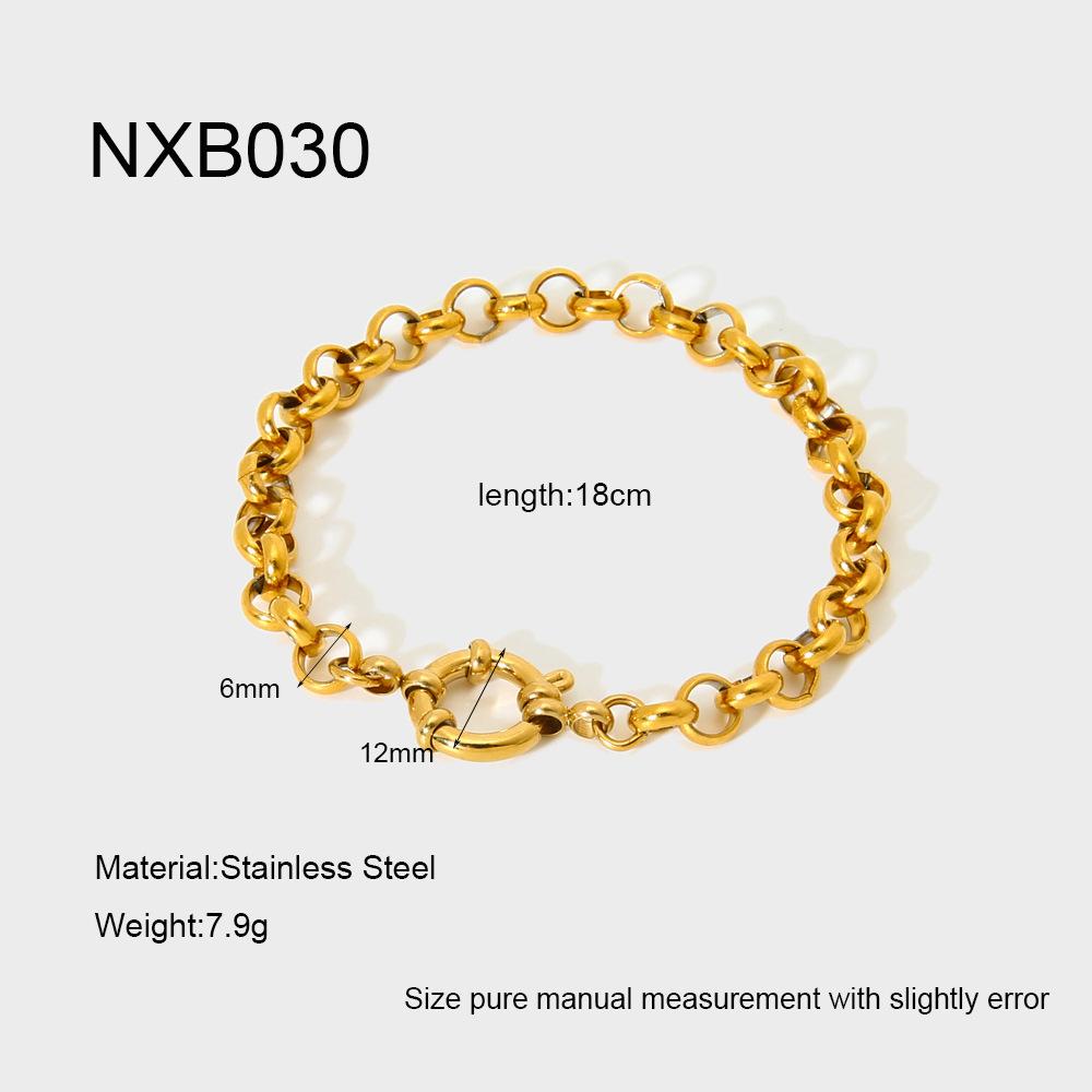 Ins Popular O-chain Plated 18K Gold Stainless Steel Minimalist Stacked Necklace Bracelet Jewelry DIY Accessories Women