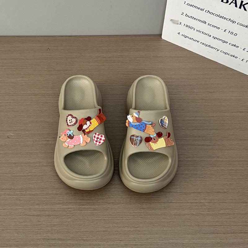 

Summer island slippers for women to wear thick-bottomed beach slips 40-41 хаки