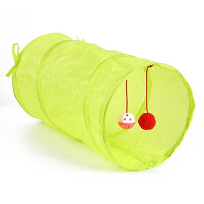 Cat Tunnel Green Cat Tube Foldable Large Space Sound Bell Crinkle Design Durable Cat Play Toy for