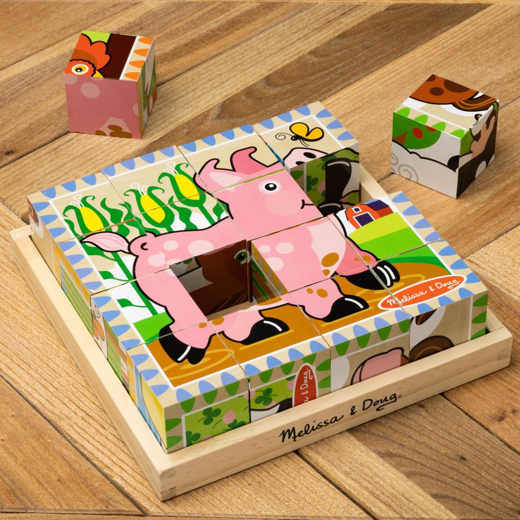 Melissa & Doug Wooden Animal Cube Puzzle, 16 Pieces, 775 Pieces, Authentic