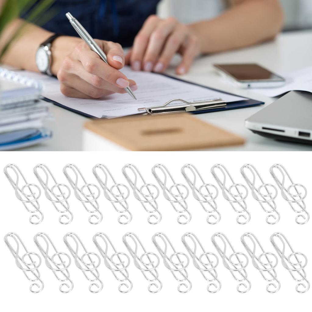 20Pcs Musical Note Paperclip Music Shape Creativity Modeling Metal Craft Supplies