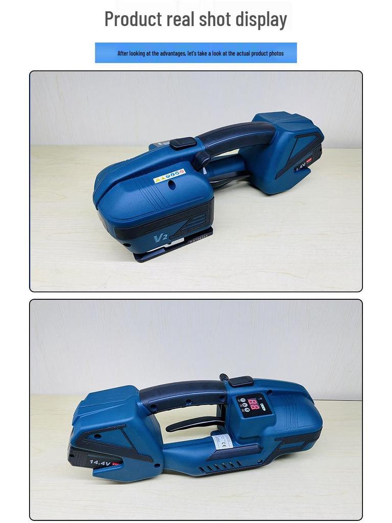 V2/V1 Portable Electric Strapping Machine for PET Plastic & Steel - Buckle-Free Hot Melt Automatic Packaging