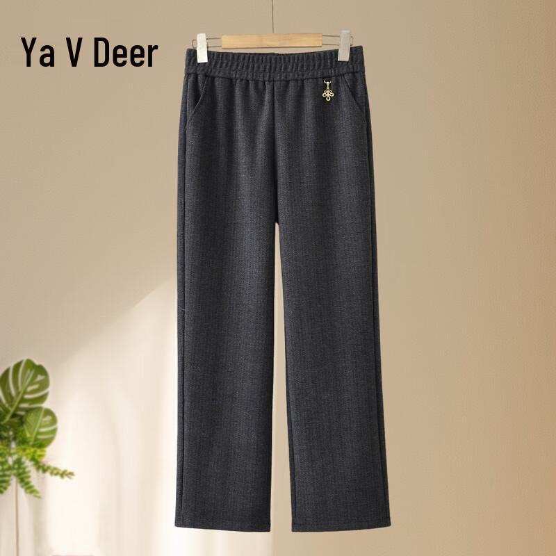 Yalu Mid-Aged Women's Elastic Waist Straight-Leg Pants
