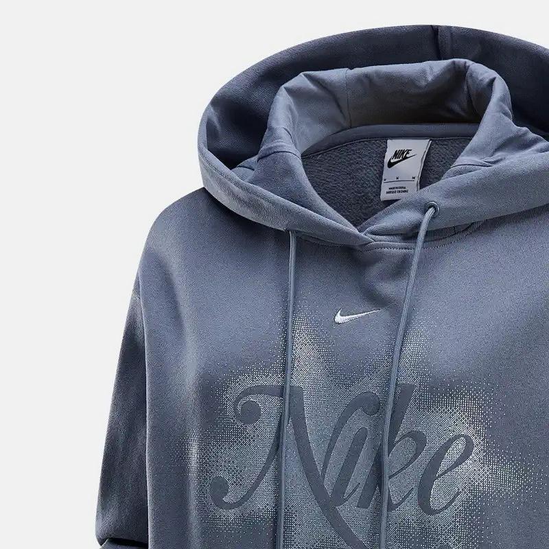 Nike Hooded Sports Casual Loose Sweatshirt Women Sweatshirt Gray Blue HQ4869084