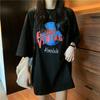 Plus Size Loose Fit plus Size Cotton T-irt ort Sve Mid-Length Casual Top Korean Sle round Ne Print Summer Faion for Women