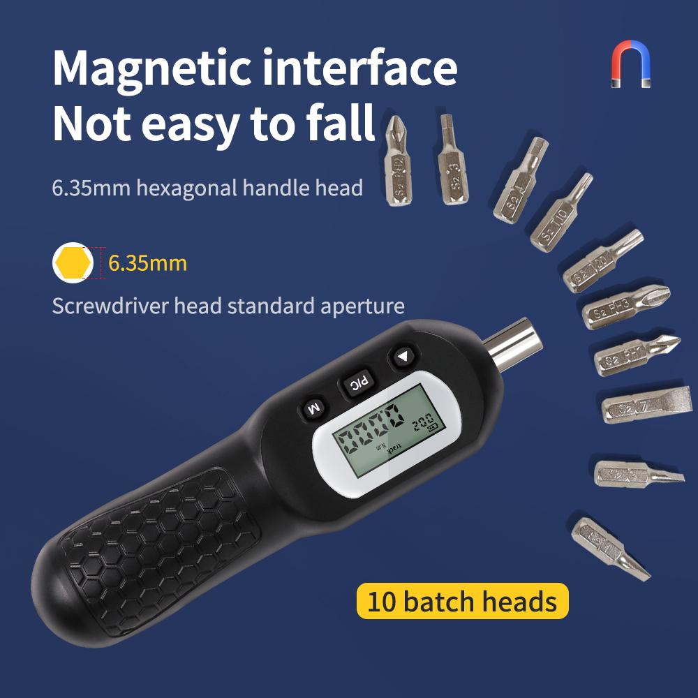 0.4-4N.m Digital Torque Driver ANS-Y-4 Preset Torque Wrench Adjustable Auto Repair Torque Screwdriver with10 Batch Heads