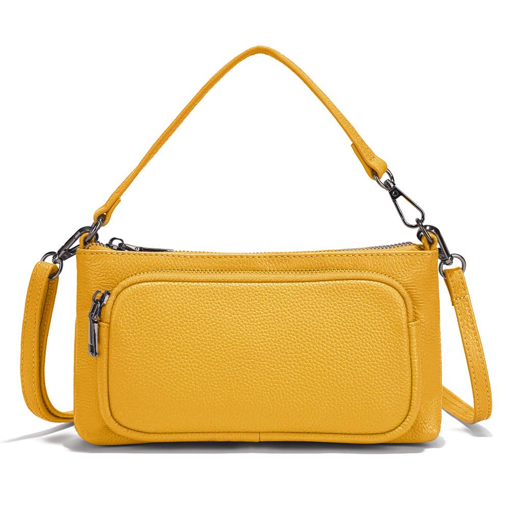 Zency Women's Minimalistic Shoulder Bag Crossbody Multi-pockets Leather Handbag