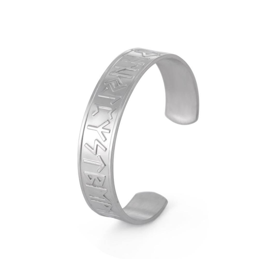 

[Vintage Black Lettering Engraved Stainless Steel Bracelet Fashion Trendy Accessory]