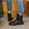 Women's Short Boots  Autumn/winter Thick Soled Casual High Buckle Round Toe Flat Bottomed Casual Boots for Women
