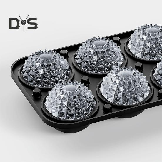 Large Ice Cube Tray Sphere Ice Cube Mold Slow Melting 6 Cavity Ice Cubes Maker for Cocktails Whiskey