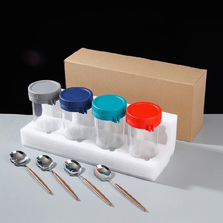 Stable Glass Cups with Lid and Spoon Functional Glass Oats Container With Lid And Spoons Perfect For Portable Meals