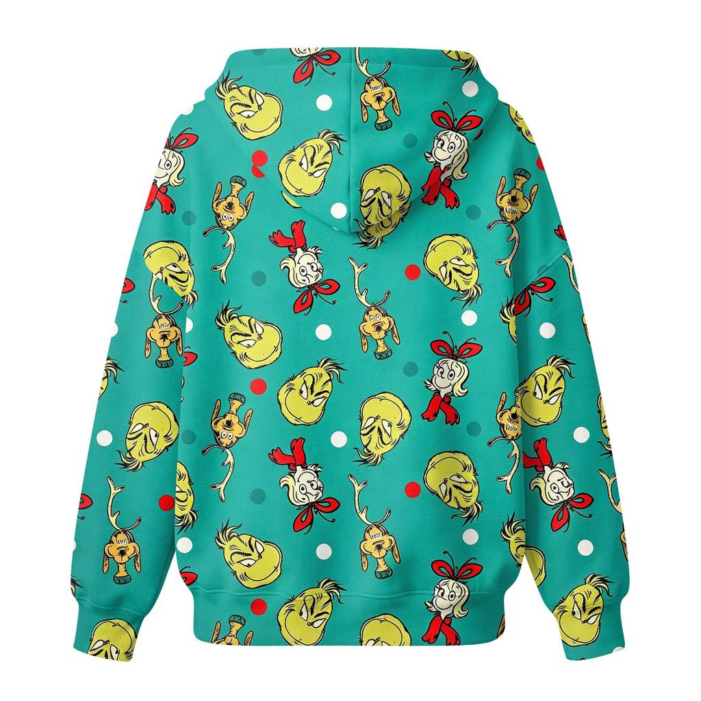 Women's Fashion Casual Christmas Print Hooded Sweatshirt with Pockets