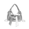 Solid Color Bow Shoulder Bag With Zipper Closure For Daily Use In Trendy Street Style