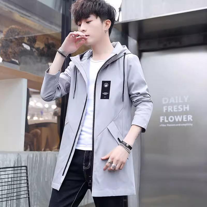 

Мужское демисезонное тренчкот средней длины в корейском стиле на флисовой подкладке - Модная осенне-зимняя верхняя одежда, Плотный и свободный крой M