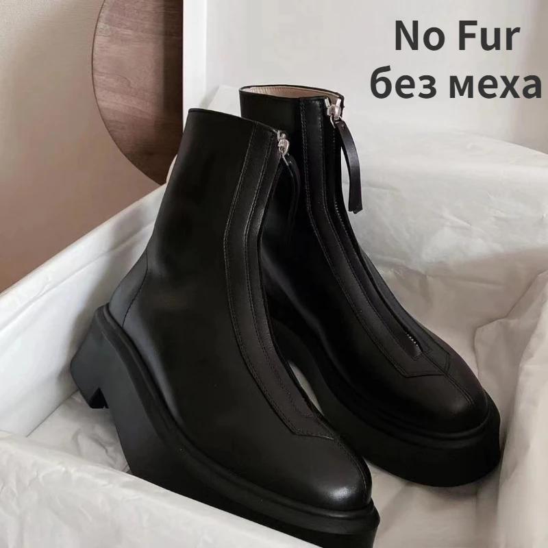 Женские высокие ботильоны Короткие ботинки с толстой подошвой Осенняя и зимняя обувь — фото 9