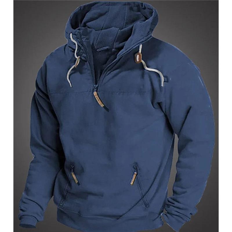 

Men s Winter Half Zip Hooded Sweatshirt XXXL темно-синього кольору