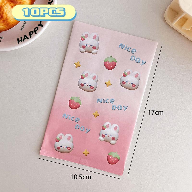 10Pcs Cute Cartoon Design Gift Paper Bag Kawaii Color Girl Paper Bag Snack Bag